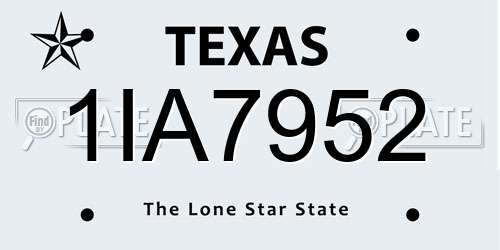 1IA7952 Texas License Plate