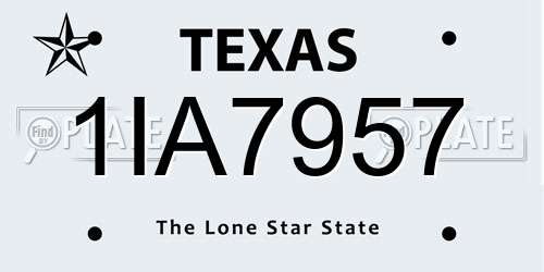 1IA7957 Texas License Plate