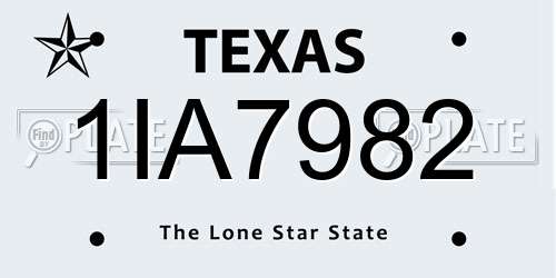 1IA7982 Texas License Plate