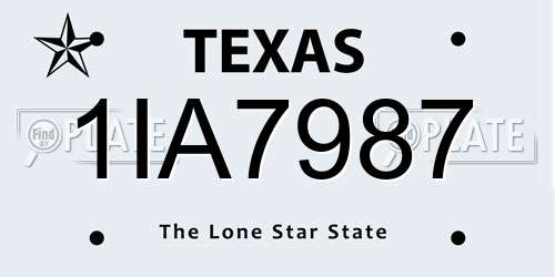 1IA7987 Texas License Plate