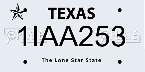 1IAA253 Texas License Plate