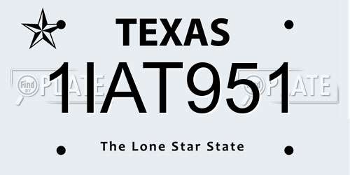 1IAT951 Texas License Plate
