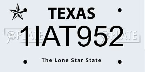 1IAT952 Texas License Plate
