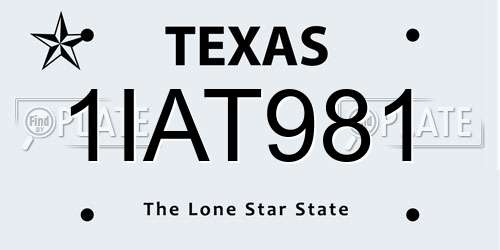 1IAT981 Texas License Plate
