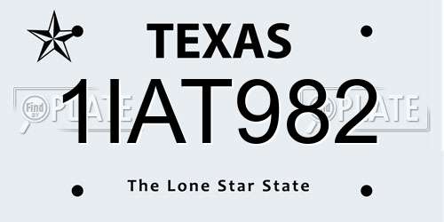 1IAT982 Texas License Plate