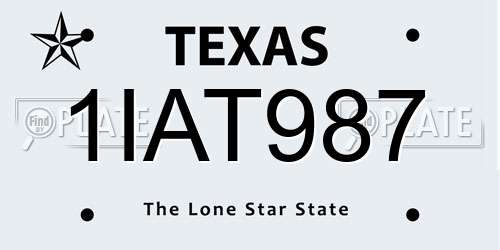 1IAT987 Texas License Plate