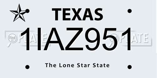 1IAZ951 Texas License Plate