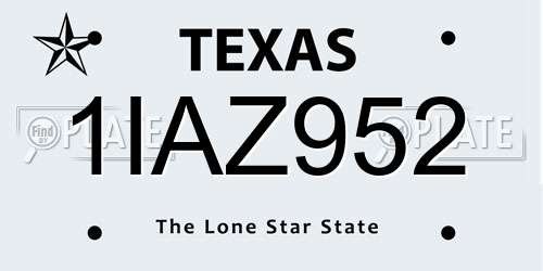 1IAZ952 Texas License Plate