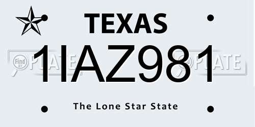 1IAZ981 Texas License Plate