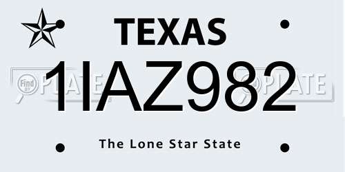 1IAZ982 Texas License Plate