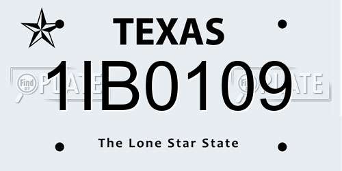 1IB0109 Texas License Plate