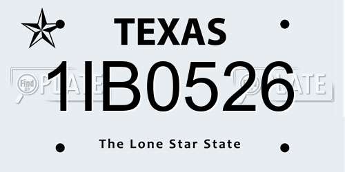 1IB0526 Texas License Plate