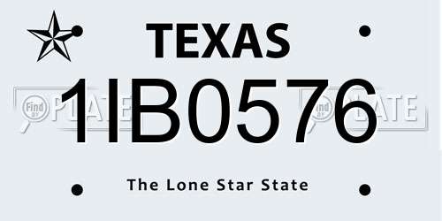 1IB0576 Texas License Plate