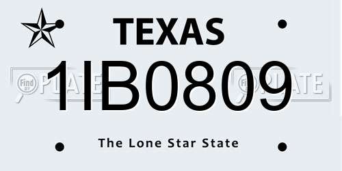 1IB0809 Texas License Plate