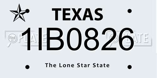 1IB0826 Texas License Plate