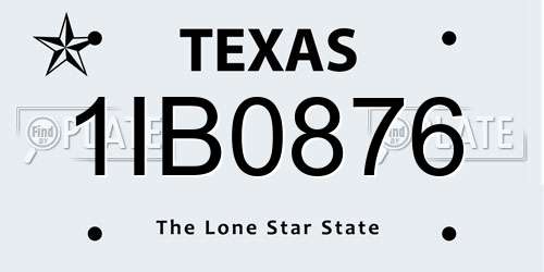 1IB0876 Texas License Plate