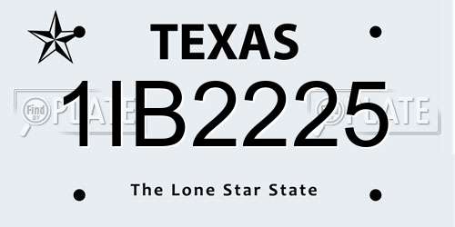 1IB2225 Texas License Plate