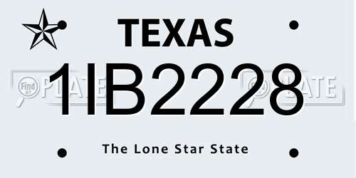 1IB2228 Texas License Plate