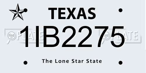 1IB2275 Texas License Plate