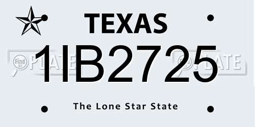 1IB2725 Texas License Plate