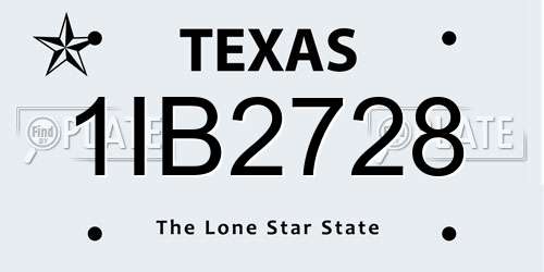 1IB2728 Texas License Plate