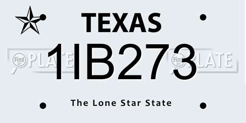1IB273 Texas License Plate