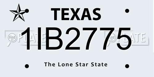 1IB2775 Texas License Plate