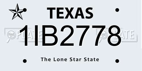 1IB2778 Texas License Plate