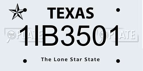 1IB3501 Texas License Plate