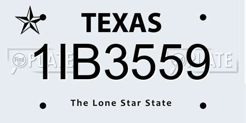 1IB3559 Texas License Plate