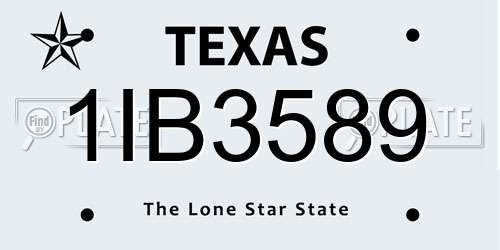 1IB3589 Texas License Plate