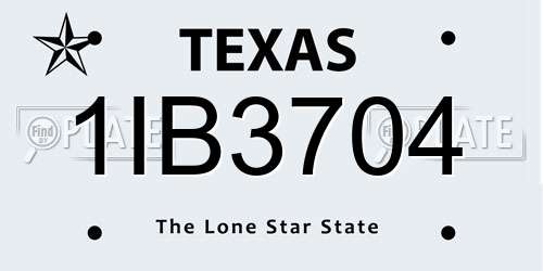 1IB3704 Texas License Plate