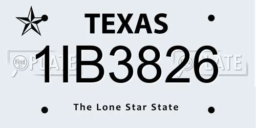 1IB3826 Texas License Plate