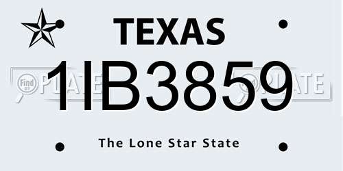 1IB3859 Texas License Plate