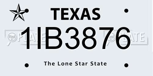 1IB3876 Texas License Plate
