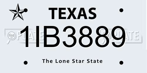 1IB3889 Texas License Plate