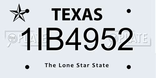 1IB4952 Texas License Plate
