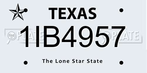 1IB4957 Texas License Plate