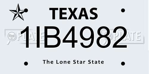 1IB4982 Texas License Plate