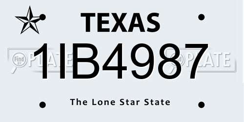 1IB4987 Texas License Plate