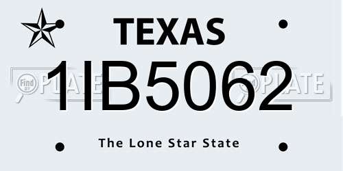 1IB5062 Texas License Plate