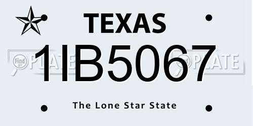1IB5067 Texas License Plate