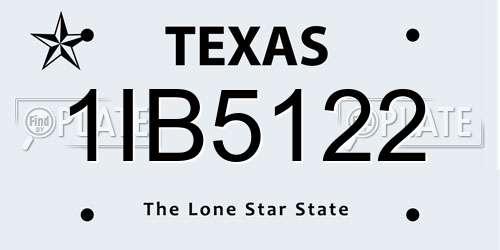 1IB5122 Texas License Plate