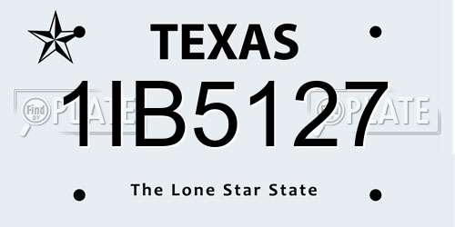 1IB5127 Texas License Plate