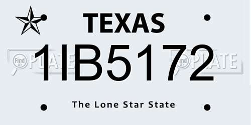 1IB5172 Texas License Plate