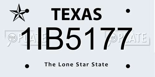 1IB5177 Texas License Plate