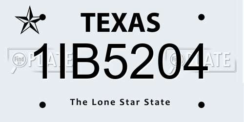 1IB5204 Texas License Plate