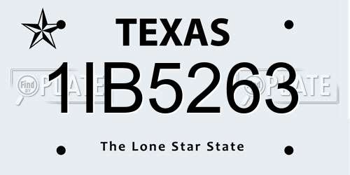 1IB5263 Texas License Plate