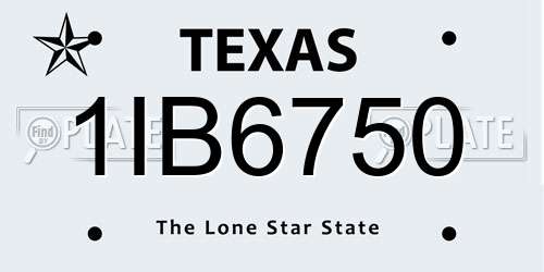 1IB6750 Texas License Plate