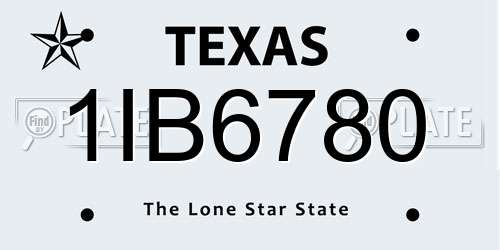 1IB6780 Texas License Plate